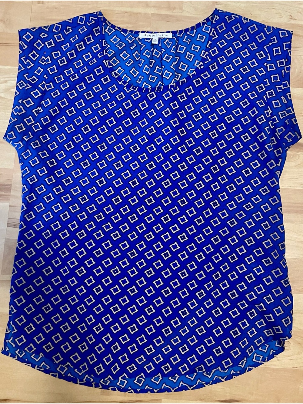 Daniel Rainn Cobalt Blue Short Sleeve Blouse